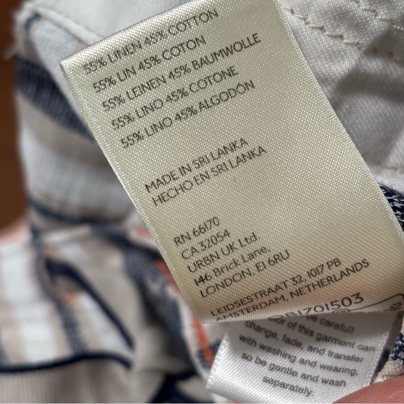 Pilcro Blue/White Stripe Linen Cotton Beach Wide Leg Baggy Cargo Pants - Picture 15 of 15